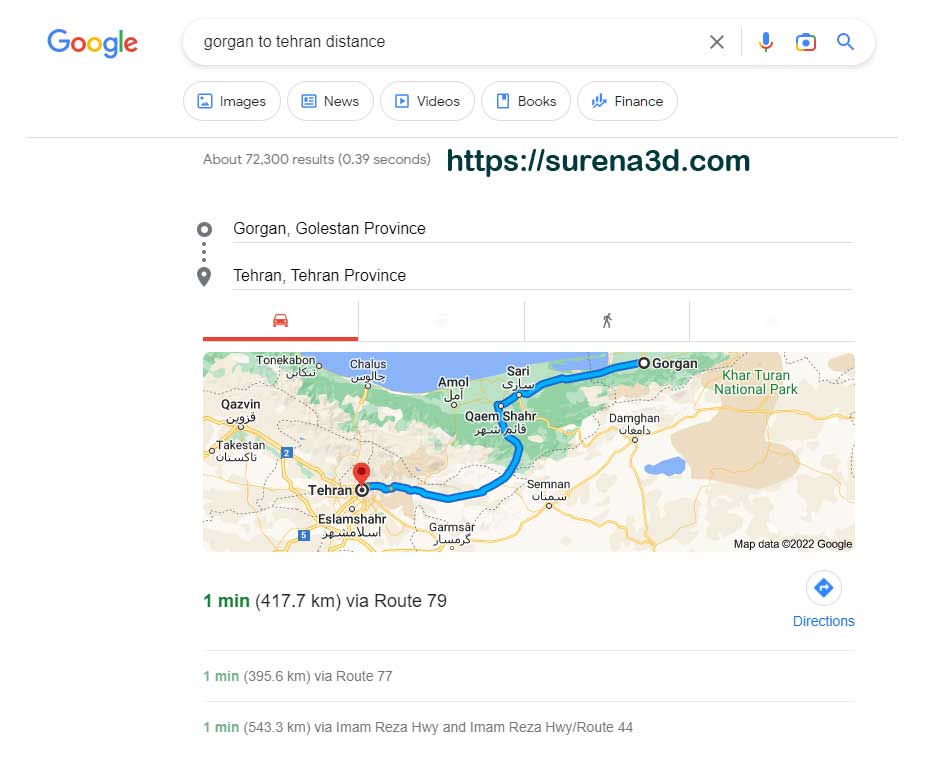 محاسبه فاصله شهرها در گوگل